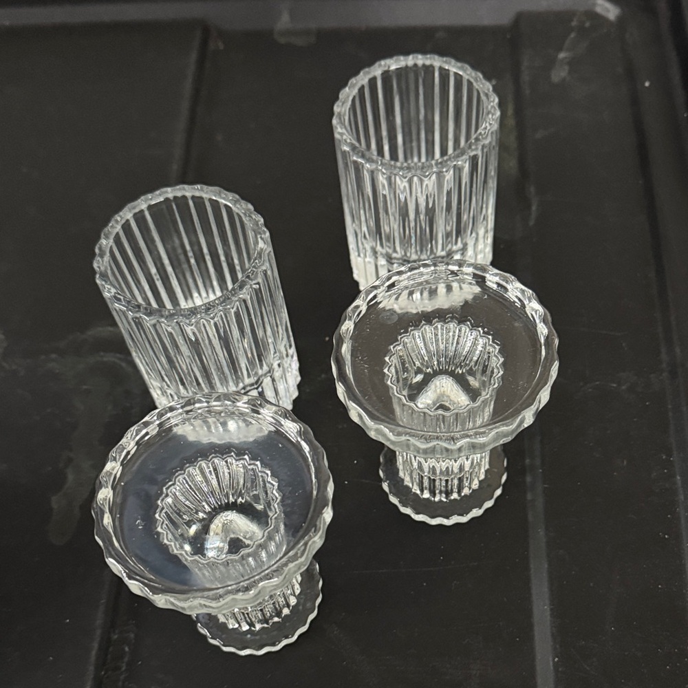 Clear Ribbed Glass Votive Candle Holder